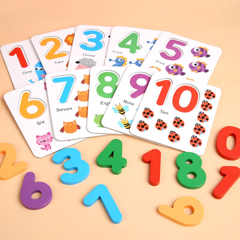 Montessori matemática brinquedos para crianças crianças cedo brinquedos educativos contagem etiqueta de madeira crianças número cognição presente aniversário