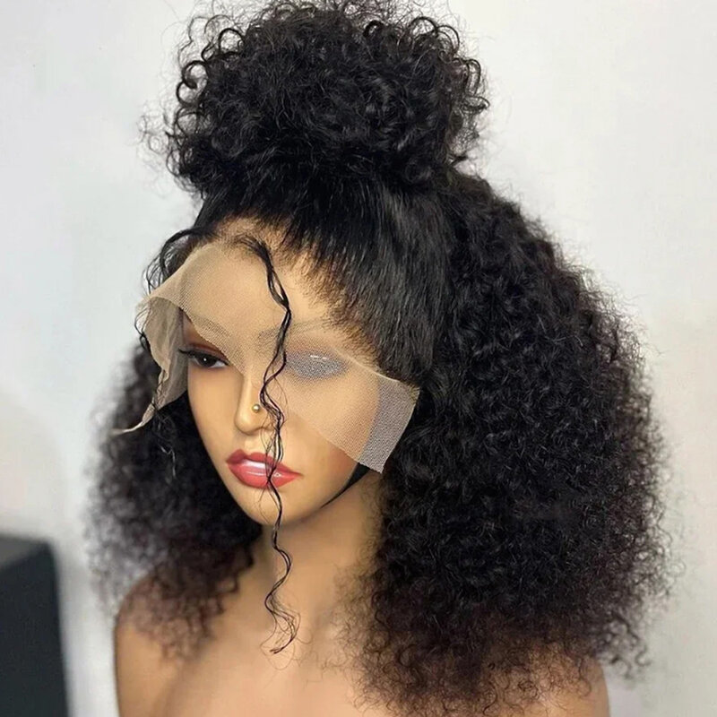 13X4 Glueless Mongolian Kinky Curly Lace Front Wigs For Women Preplucked With Baby Hair Curly 12A Human Hair Wigs Deep Curls Wig