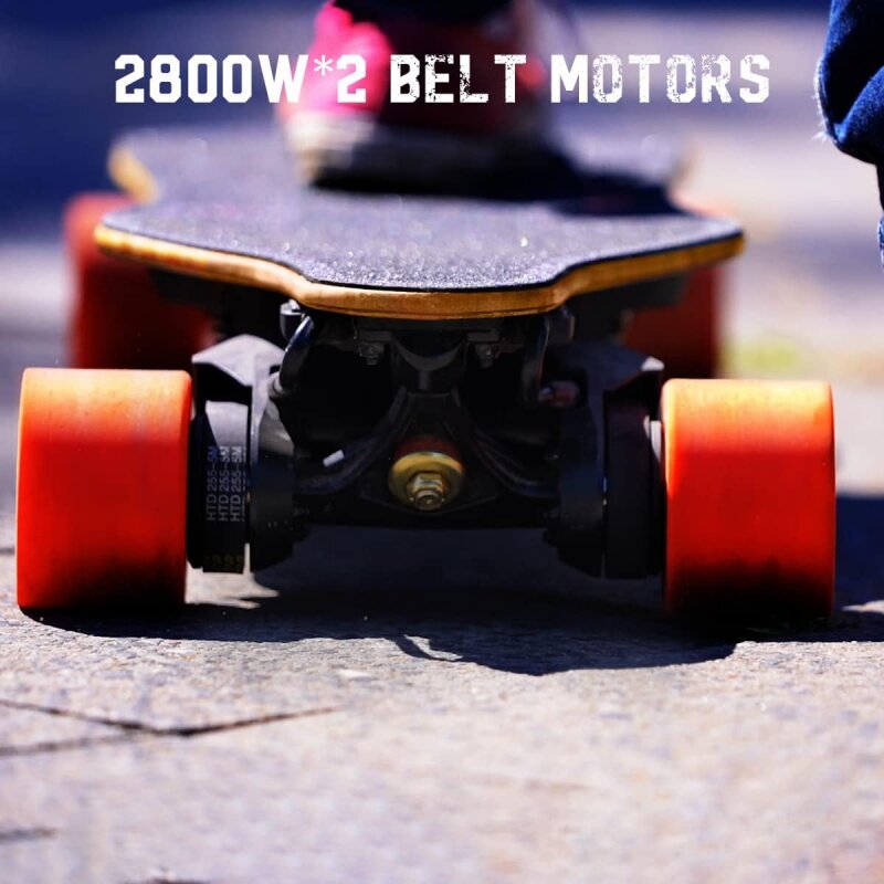 MEEPO Electric Longboard Skateboard with Remote for Adults, 31 MPH Top Speed, 31 Miles Long Range with 2800W*2 Belt Motor, Bambo