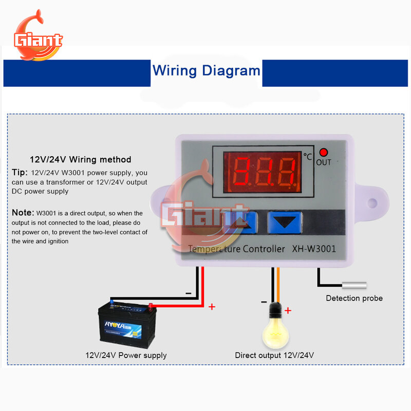 Thermostat numérique Intelligent, interrupteur de contrôle de température électronique, affichage numérique 12/XH-W3001, 24/220