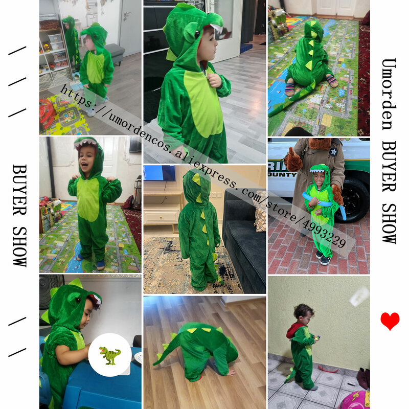 Schattige Kinderen Dier Dinosaurus Kugurumi Kostuum Cosplay Jongens Kind Groen Zwart Kleuterschool Feest Spel Rollenspel Pak Umorden