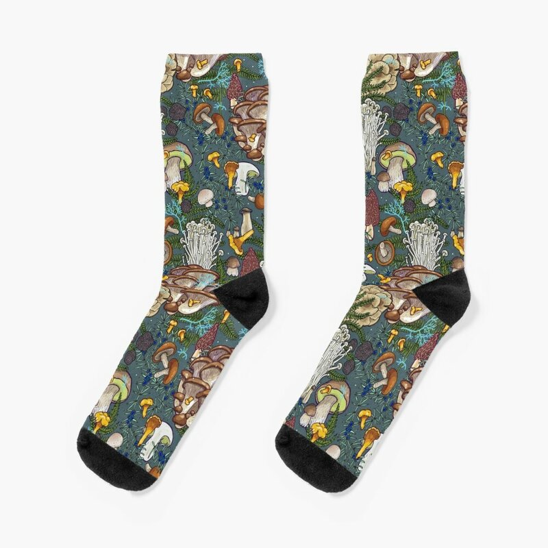 Calcetines de golf con diseño de bosque de setas para hombre y niña, medias cálidas de color para invierno