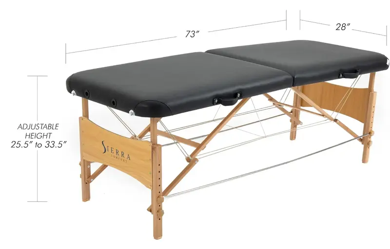 Портативный массажный стол SIERRA COMFORT, все включено (черный), SC-901, 27,95 дюйма D x 72,05 дюйма W x 33,07 дюйма H