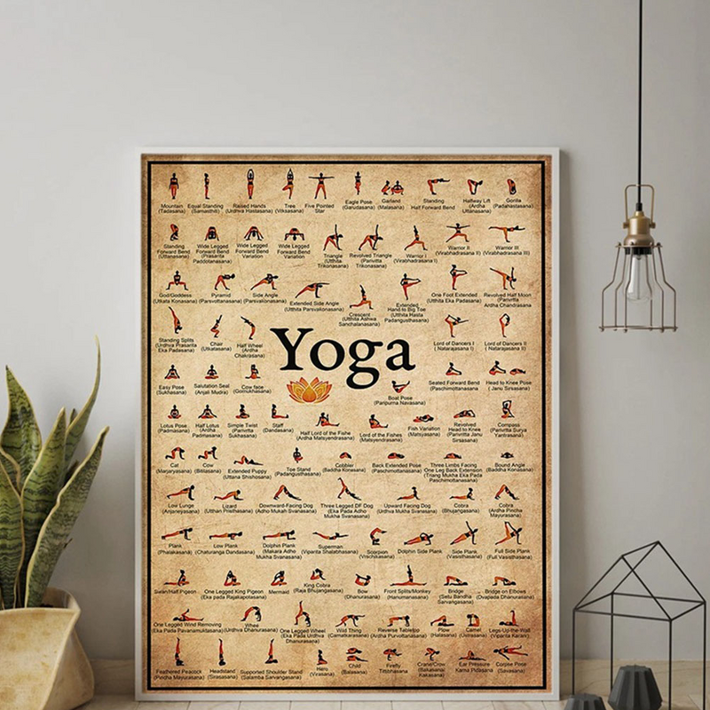 Cuadro de pared para el hogar, decoración Vintage de postura de Yoga, cuadro decorativo Vintage