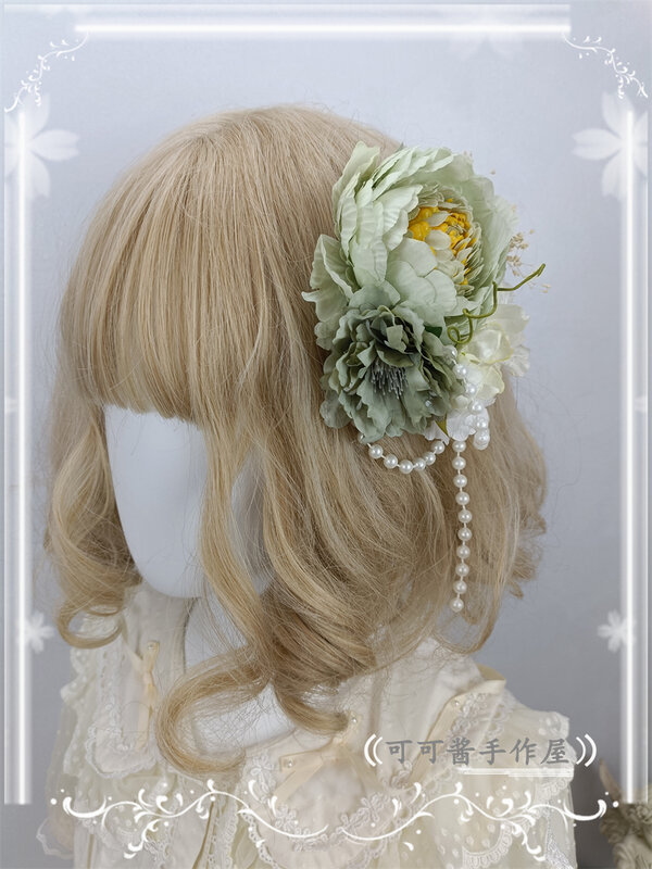 Oryginalna ręcznie robiona pigułka kwiatowa Lolita boczny zacisk wspaniały kwiat ślubna ozdoba na głowę spinki do kwiatów Hanfu akcesoria do włosów dla kobiet