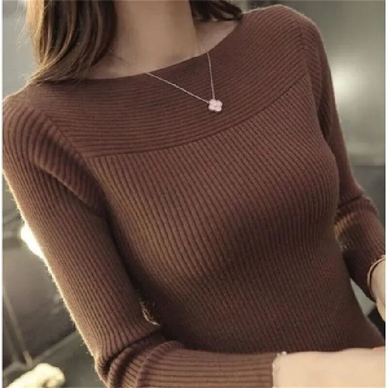 Женский мягкий кашемировый свитер, базовый вязаный пуловер с круглым вырезом, Осень-зима 2023