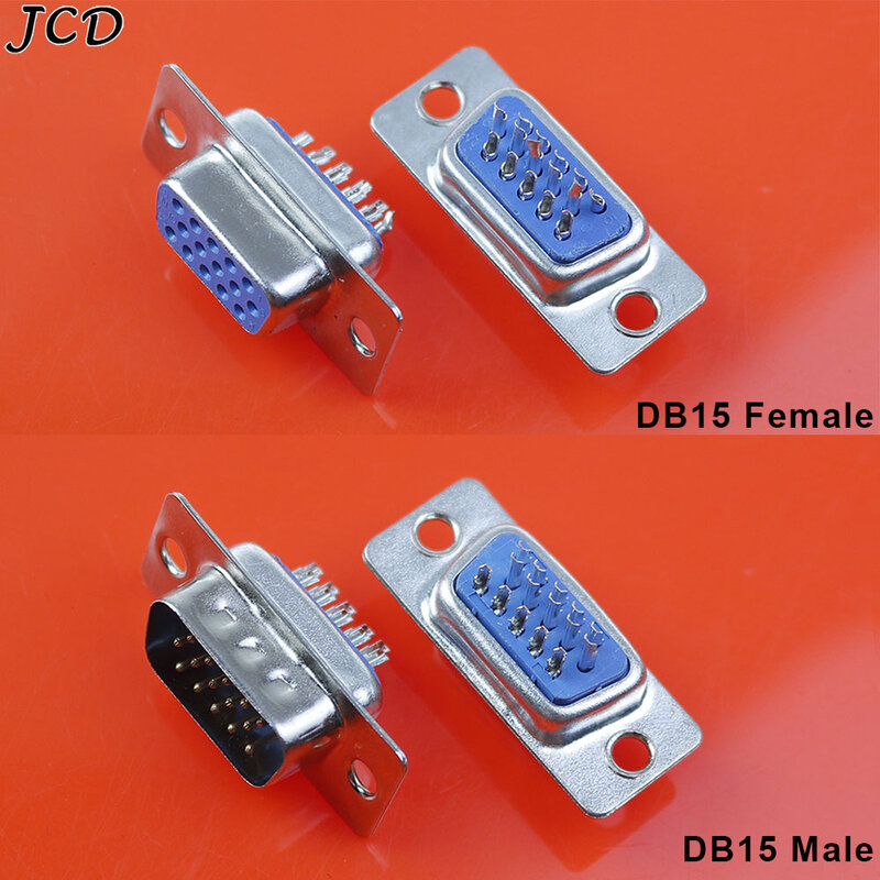 JCD-Adaptador de conector de enchufe macho y hembra, convertidor de enchufe macho y hembra de 3 filas, 1 piezas, D-SUB, DB15, 15 pines