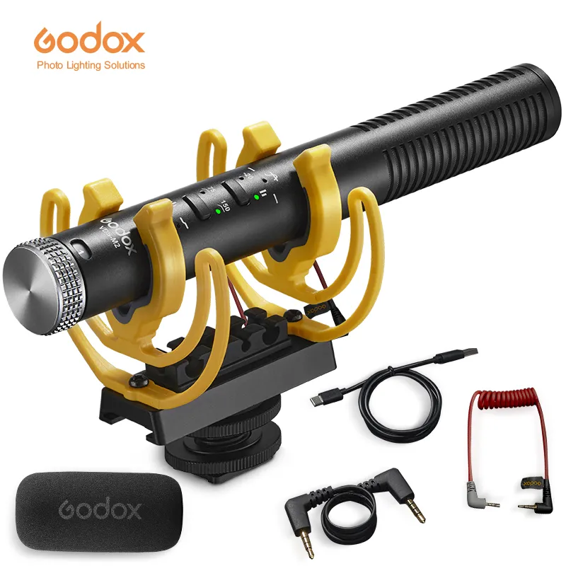 GODOX ไมโครโฟนปืนลูกซอง VDS-M2ทิศทาง + Rycote lyre shockmount เข้ากันได้กับกล้อง, กล้อง, สมาร์ทโฟน, แท็บเล็ต