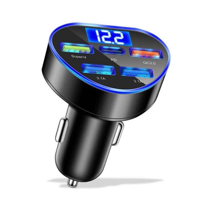 4usb PD 66W Car Charger Type C Fast Charging Auto Mobile Phone Adapter For iPhone Samsung QC 3.0