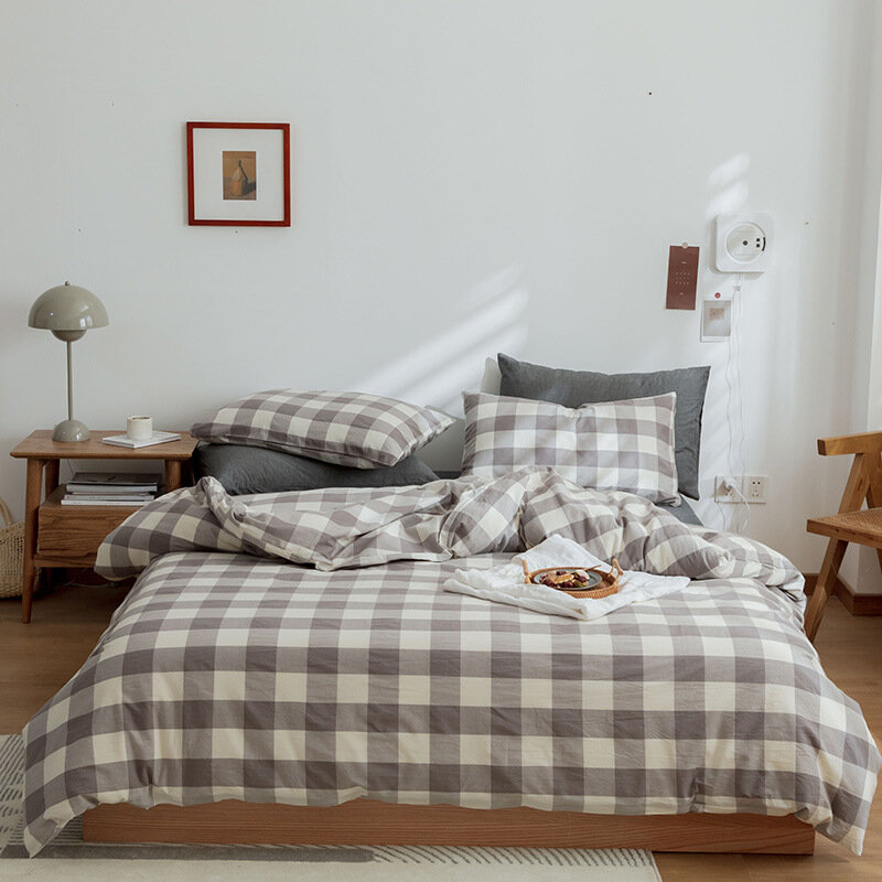 Beliebtes haut freundliches, atmungsaktives, bequemes Bettbezug-Set aus Baumwolle im einfachen Stil