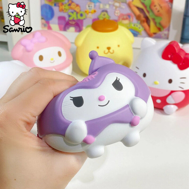 Kawaii Sanrio Kuromi Cinnamoroll Melody Decompression Stress Relief Squishy Y2K Hello Kitty Children Hand Pinch Toy Healing Gift