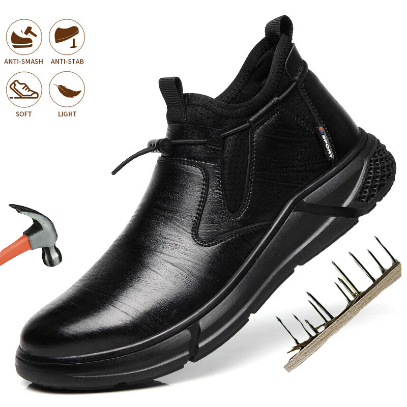 To Fashion Safety Shoes Men's Work Steel Toe Caps Male Indestructible Work Boots Protective Shoes Puncture-Proof Security
