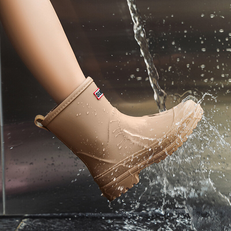 Water Boots for Woman for Rain Rubber Shoes Waterproof Galoshes Garden Working Fishing Ankle Chunky Rainboots Kitchen Shoes