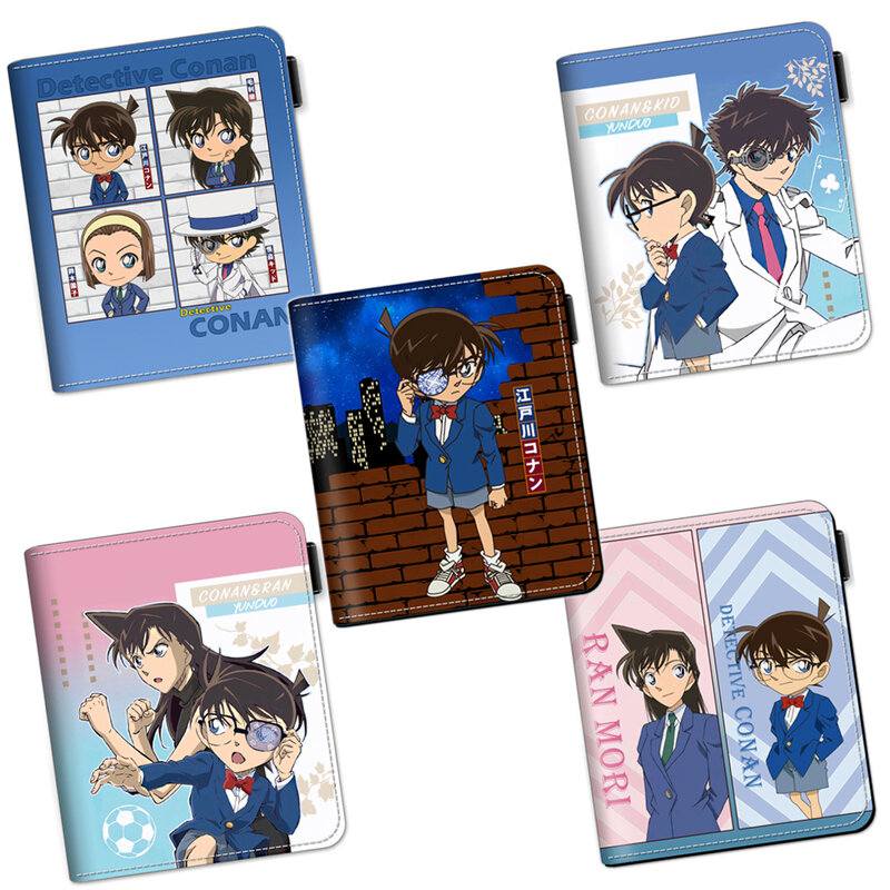 Anime detektyw Conan Edogawa Jimmy Kudo portfel męski krótka torebka kreskówki z portmonetka