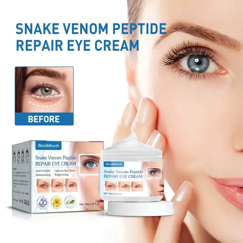Crema de ojos con péptido de Venom de serpiente, hidratante, reafirmante, elimina las bolsas de los ojos, ojeras, hinchazón, antiarrugas, reparación nocturna