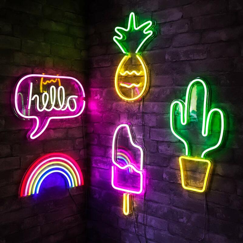 Cacto LED Neon Wall Signs, luz decorativa da noite, alimentado por USB Plug, quarto e decoração