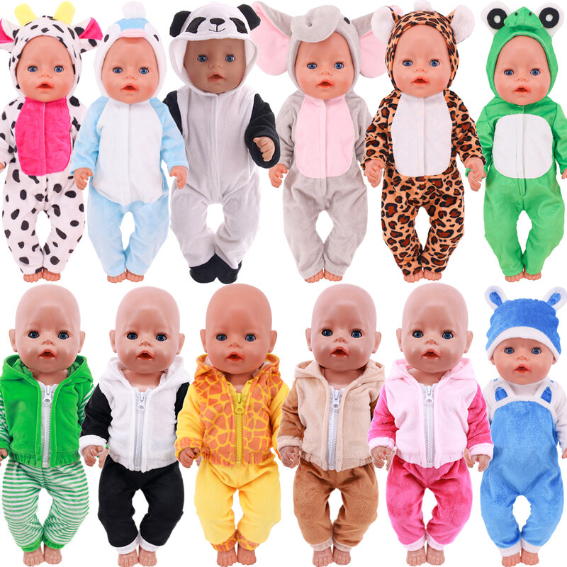 Accesorios de ropa de felpa de animales Kawaii para muñeca bebé nacida de 43cm, juguetes de muñeca americana de 18 pulgadas, regalo de cumpleaños y Navidad