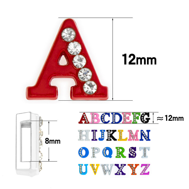 1pc A-Z 8mm colorato mezzo strass diapositiva lettera Charms per braccialetto che fa alfabeto gioielli donna portachiavi collare per animali domestici fai da te