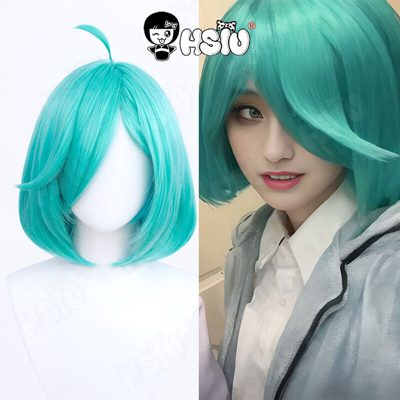 Anemo Nemo Wig Cosplay Anime saya kagumi Wig cosplay perempuan ajaib HSIU 30cm rambut pendek hijau biru Wig sintetis + topi Wig