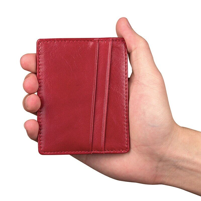 1ชิ้นซองกระเป๋าใส่บัตรเครดิตบัตรประชาชนหนังแท้แบบบางพิเศษเคสใส่เงินแบบบาง dompet koin สำหรับผู้ชายผู้หญิงกระเป๋าแบบมีกระเป๋า