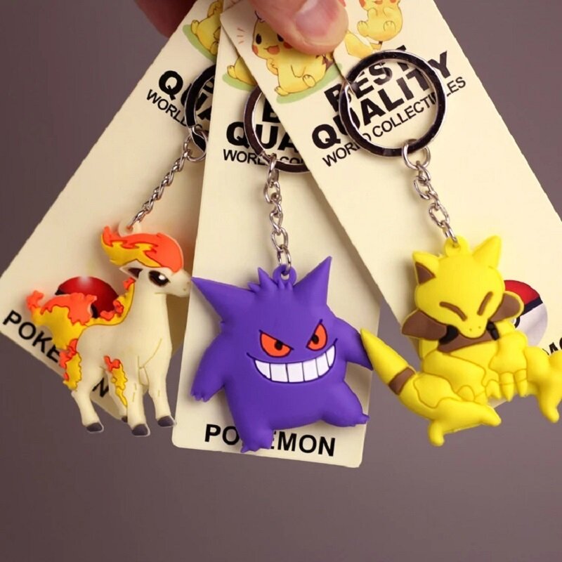 Pokemon Anime Pikachu Charmander Psyduck Snorlax Squirtle Anime Fashion Keychain Bag Keyring Pendant Accessories Birthday Gifts