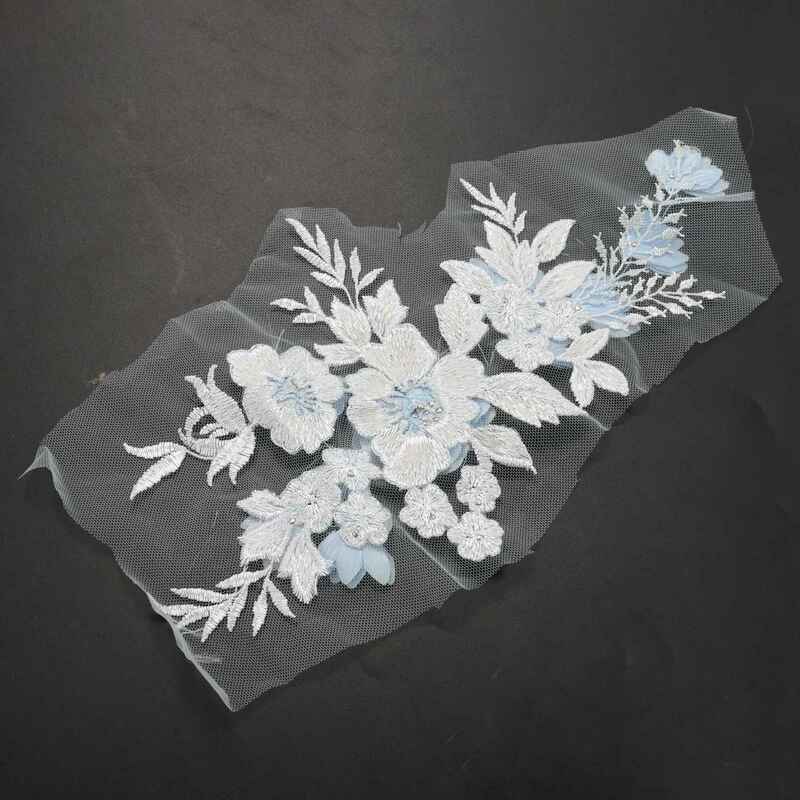Perlen heiß bohren Spitze Braut Perlen Blumen Stickerei Patches für Kleidung Hochzeit DIY Dekor Kleid Eisen auf Näh applikation