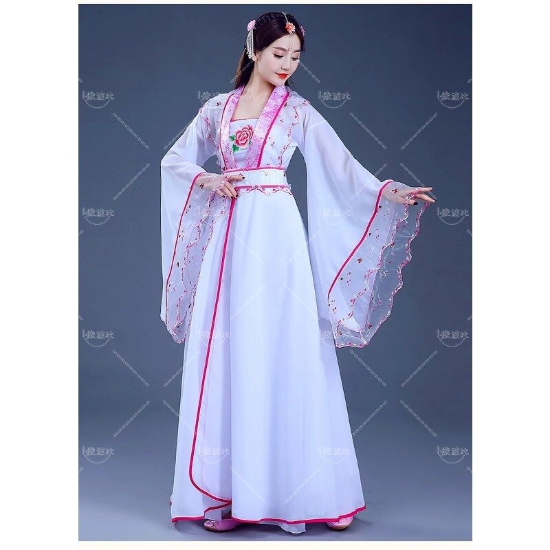 Старинный китайский костюм фея косплей женское платье ханьфу с вышивкой цветочный Детский костюм Тан праздничный наряд костюм для народного танца