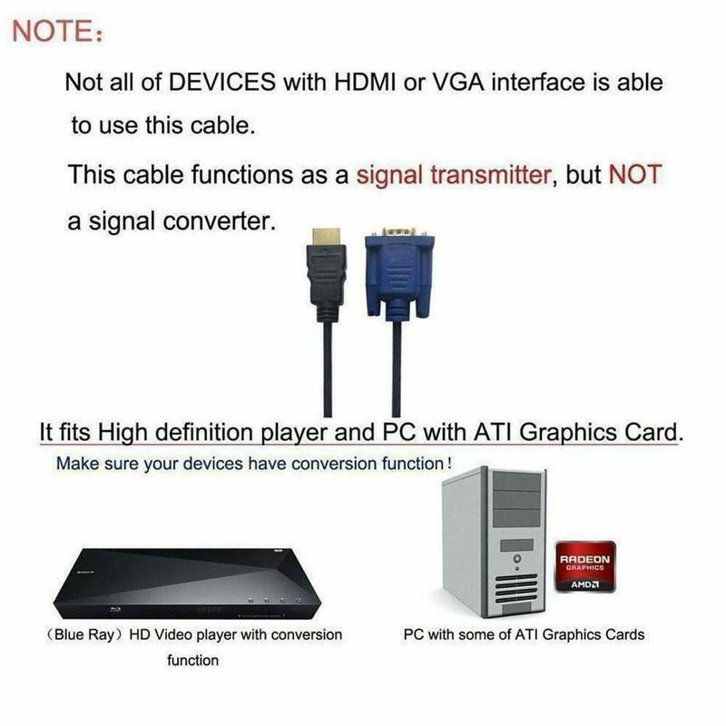 오디오 전원 공급 장치가 있는 HDMI-VGA 케이블 컨버터, HDMI 수-VGA 암 컨버터 어댑터, 태블릿 노트북 PC TV용, 1080P