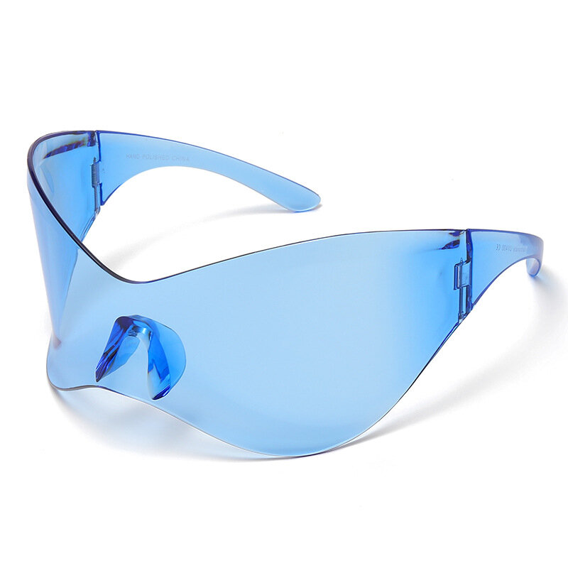 남녀공용 오버사이즈 선글라스, 미래 기술 감각 y2k 펑크 원피스 선글라스, 2000 년대 브랜드 디자이너 무테 안경, UV400