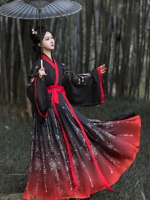 Oryginalne Hanfu 3 szt. Starożytne chiński kostium damskie ubrania tradycyjne Hanfu kostiumy do tańca ludowe sukienka na bal absolwentów