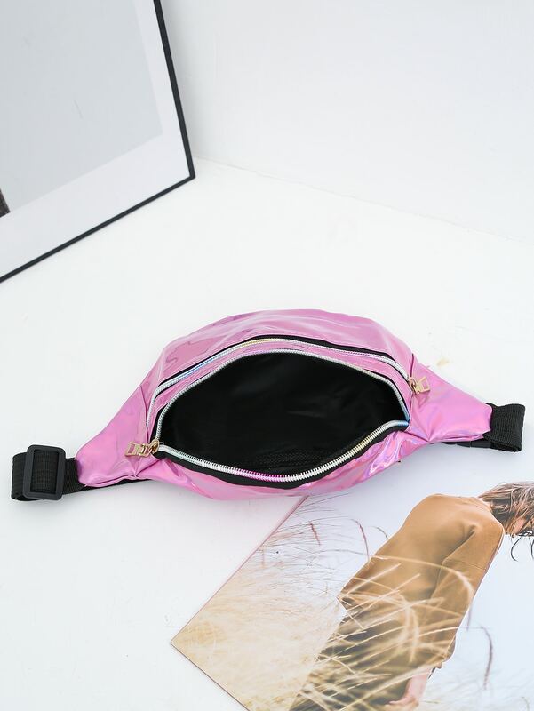 Голографическая поясная сумка, водонепроницаемая блестящая поясная сумка, регулируемый ремень с лазерным рисунком, Спортивная поясная сумка металлического цвета