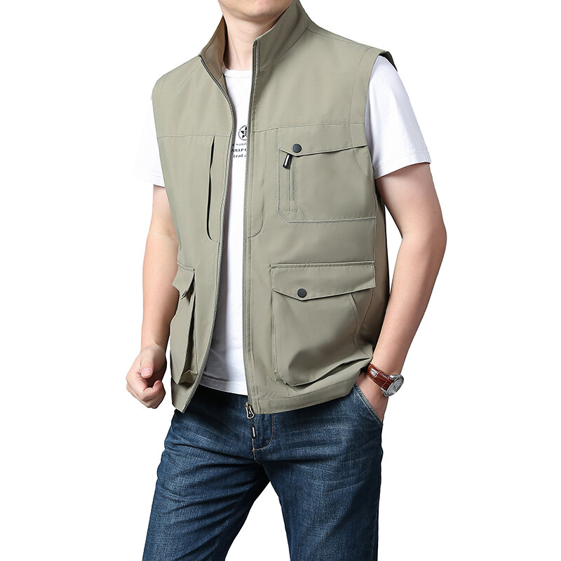 Summer Thin Mesh Vest Outdoor Sportsfor Jackets Bigsize Bomber Sleeveless Vest Casual Tactical Work Wear Camping Fishing Coats
