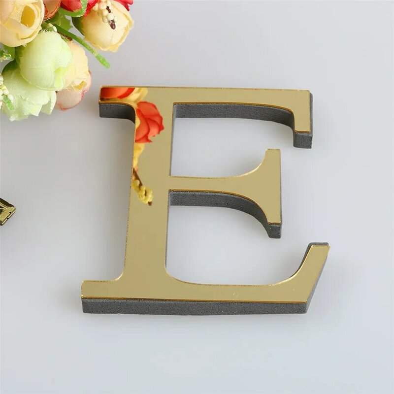 30Cm Goud Engelse Letters Muurstickers Muurkunst Alfabet Zelfklevend 3d Acryl Spiegel + Eva Nummers Ornamenten Voor Huisdecoratie