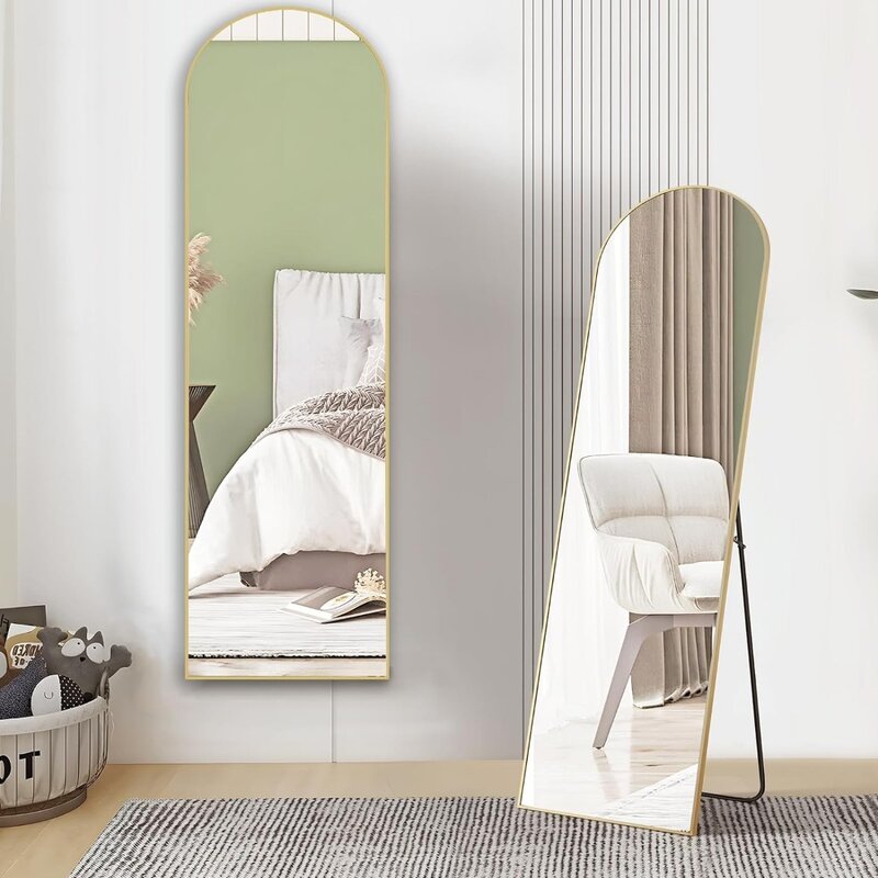 Sweetcrispy łukowe lustro pełnej długości 59x16 lustro podłogowe całego ciała stojąca wisząca lub pochylona ściana, sypialnia szatnia salon