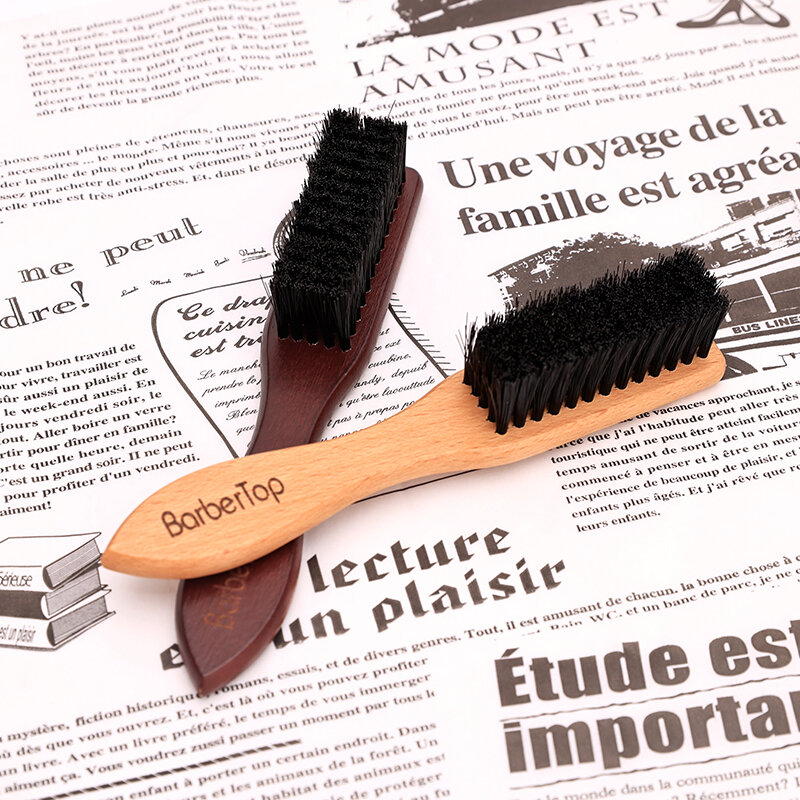 BARBERTOP-Escova de limpeza profissional macia do cabelo para homens, escova de madeira da barba do punho, cabeleireiro, espanador do pescoço, cabelo quebrado, remove o pente