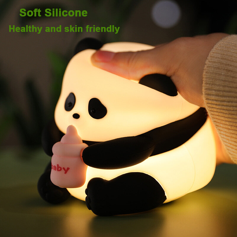 Mini LED Night Light com Pat bonito dos desenhos animados, silicone macio, lâmpada do quarto, decoração do quarto recarregável, lâmpada de dormir, 7 cores
