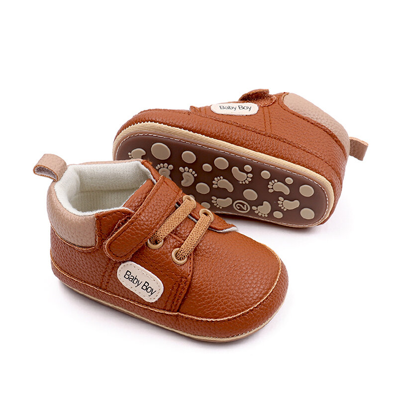 Suefunskry-Baskets décontractées en PU pour tout-petits, chaussures de marche coordonnantes pour bébé, chaussures plates respirantes pour bébé, imprimé de lettres, mignon