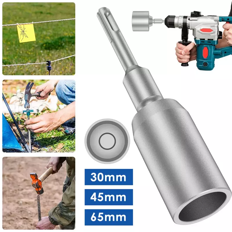 Ground Rod Driver SDS-Plus T Post 30/45/65mm Ground Rod Driver Tools Forged Steel Drill Bit Driver Hammer Dropshipping