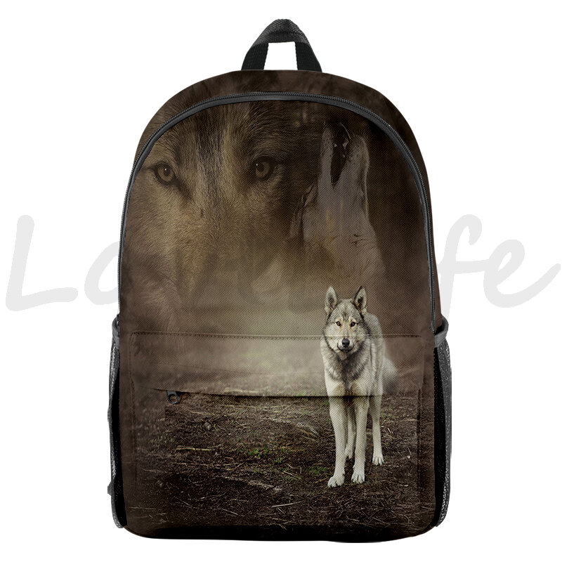 Crianças legal lobo 3d impressão mochila à prova dwaterproof água estudante meninas meninos mochila casual adolescente sacos de escola zíper