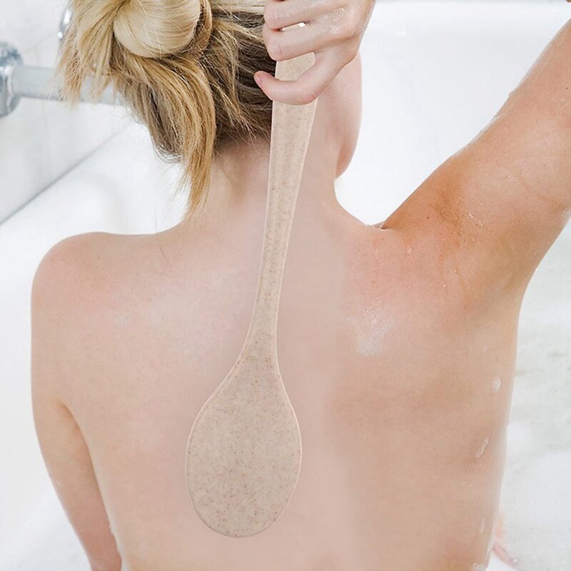 Paglia di grano naturale spazzola per il corpo della doccia con lavaggio della schiena morbida a manico lungo per la pulizia della schiena decontaminazione del fango