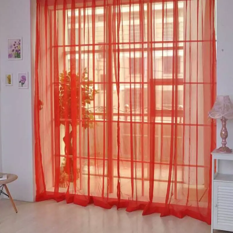Bunter Tüll-Voile-Vorhang, transparenter Schal teiler für Tür flügel, 2m * 1m, passende Stangen tasche, Heim dekoration