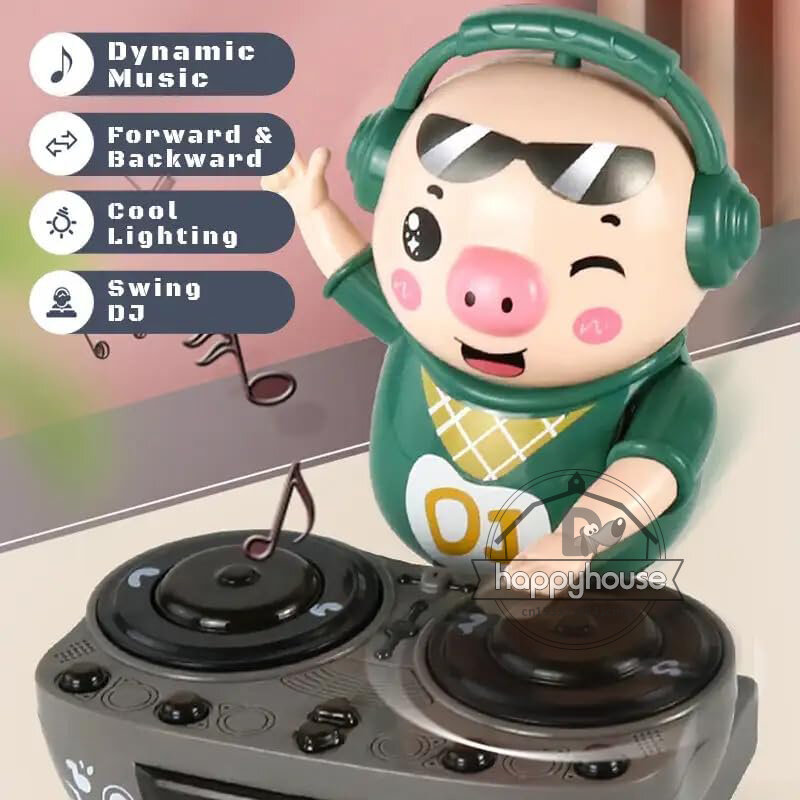 전자 DJ 조명 음악 춤추는 돼지 장난감, 음악 LED 조명, 귀여운 스윙 춤추는 돼지 장난감, 어린이 뮤지컬 장난감