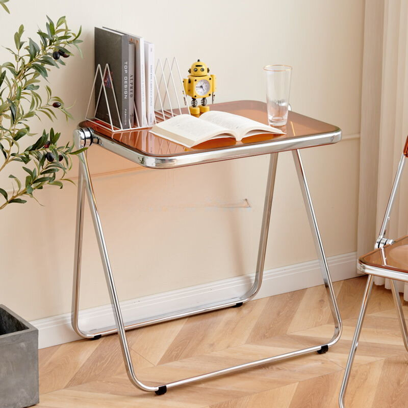 70*50cm Ins Crystal Transparent Folding Table Acrylic Side Table Portable Office Study Computer Table