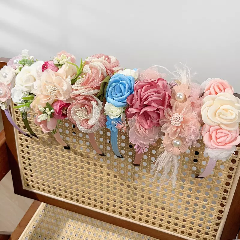 Coroa flor artificial para a noiva, casamento Hairband, acessórios para o cabelo, doce Floral Hair Hoop, Headwear festa, mulheres e meninas, 1PC