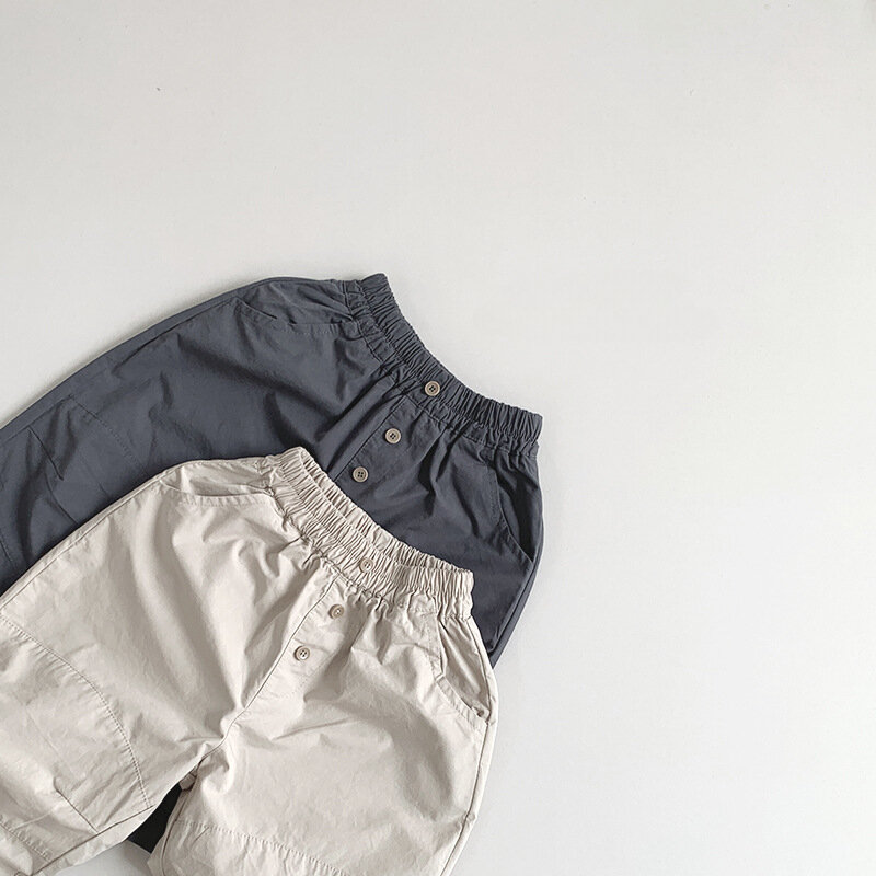 FJBaby-Pantalon large en coton pour enfants, vêtements pour tout-petits, pantalon décontracté polyvalent, monochromatique, été, nouveau, 2024