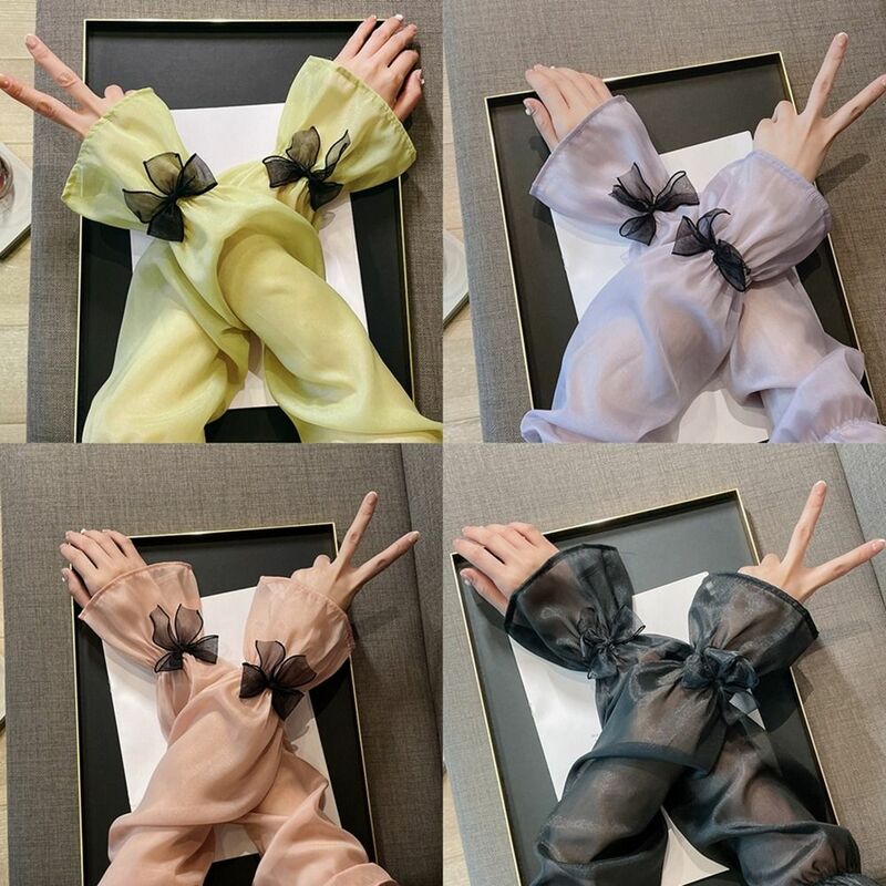 Перчатки женские длинные без пальцев, тонкие кружевные дышащие митенки с сетчатым рукавом, защита от солнца, летние