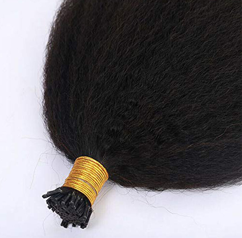 Кудрявые прямые I-образные волосы для наращивания, 100 человеческие волосы, кератиновые накладные волосы для черных женщин, 100 г/упаковка, 1 г/нить