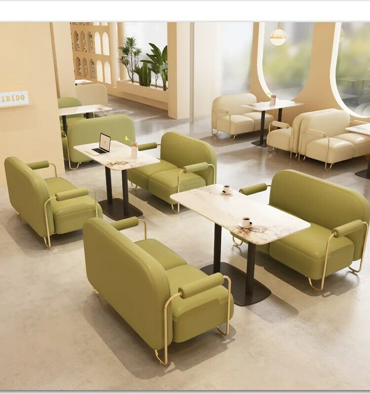 コーヒーショップミルクティーショップカジュアルソファデザートショップケーキベーカリーショップは、テーブルと椅子の組み合わせについて説明します