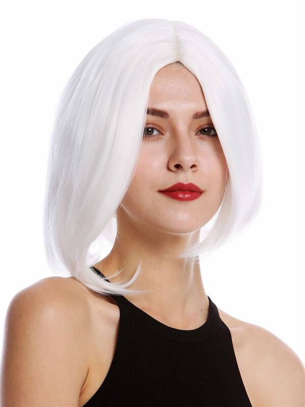 Wig Ladies Long Bob Short Shoulder Length Wavy Middle Part White Cosplay