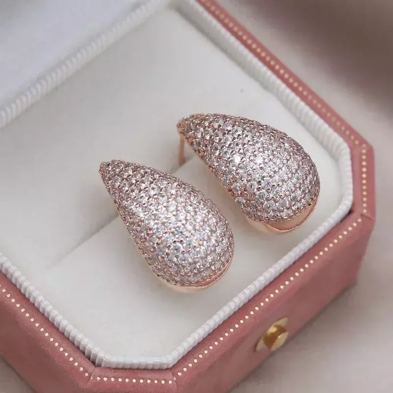 Korea 'S Nieuwe Design Mode-Sieraden Luxe Zirkoon Waterdruppel Oorbellen Elegante Dames Bruiloft Feest Accessoires